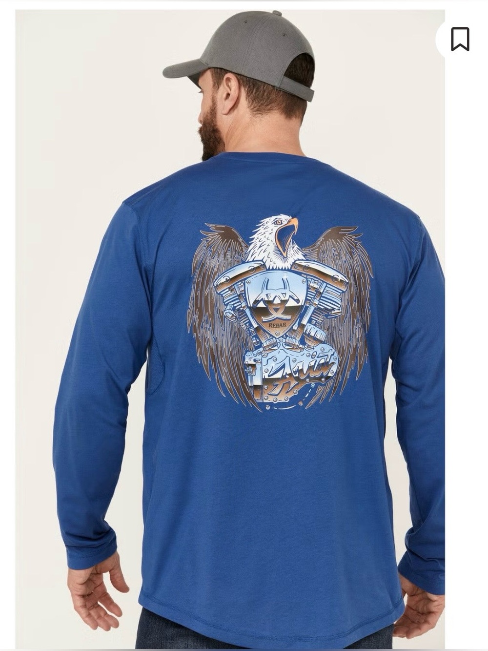 Ariat Men's Rebar Workman Chrome Moto Eagle Long Sleeve T Shirt Glacier Lg Tall